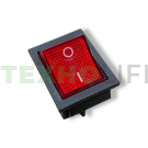 Выключатель клавишный, 20A, 250V (4-х контакт.), красный, с подсветкой